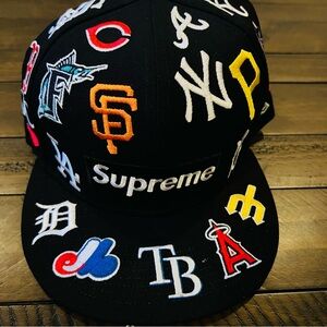 Supreme Black Multi-Logo Baseball Cap